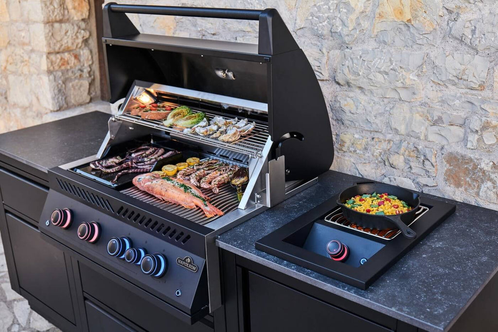 Food cooking on the Napoleon OASIS grill