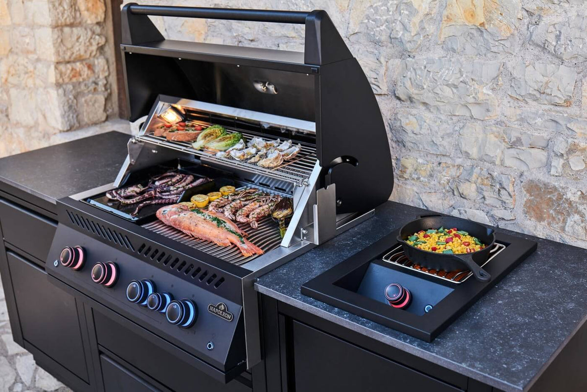 Food cooking on the Napoleon OASIS grill