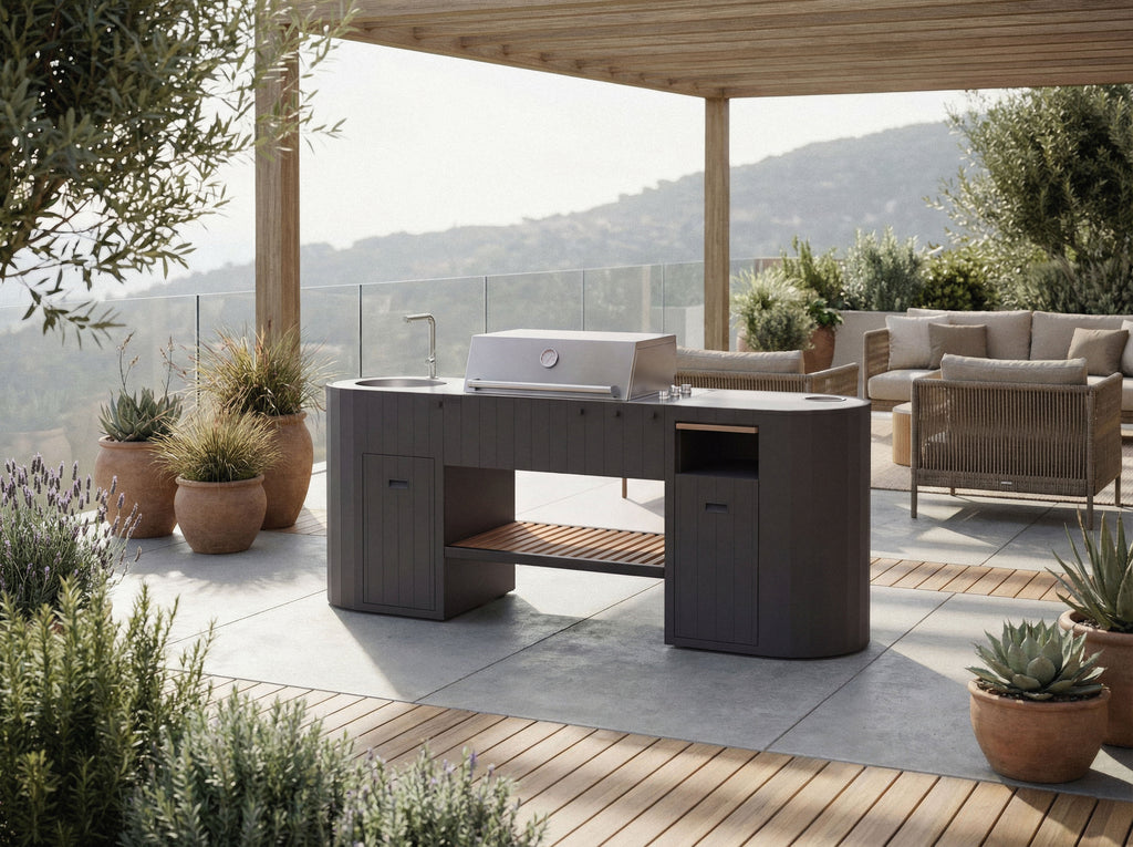 OVO GL outdoor kitchen on a rooftop terrace
