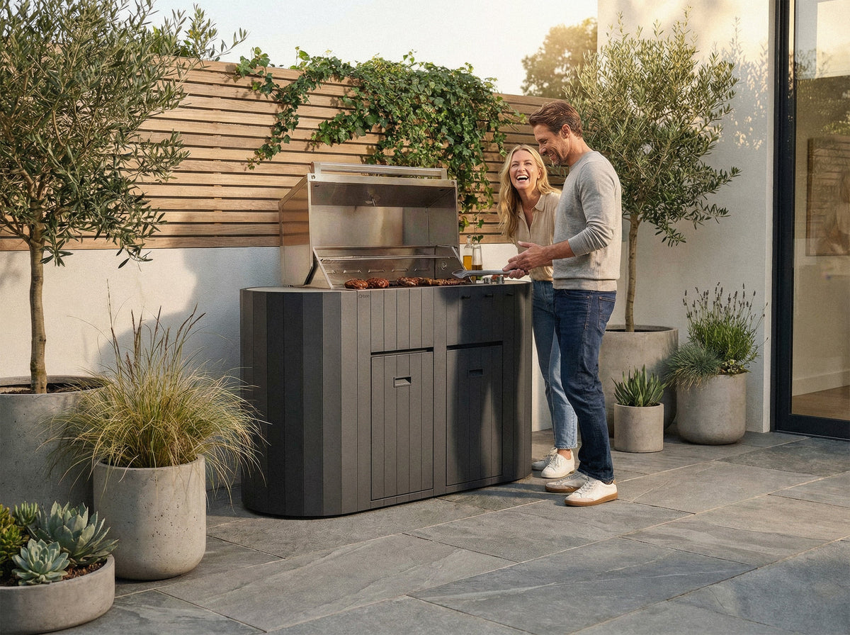 OVO GS outdoor kitchen on a garden terrace